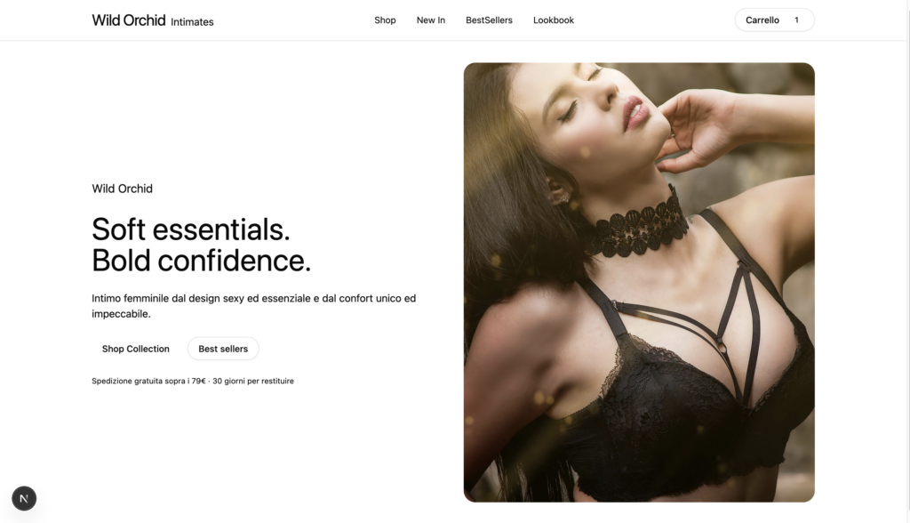 women's underwear e-commerce home page - web developer portfolio